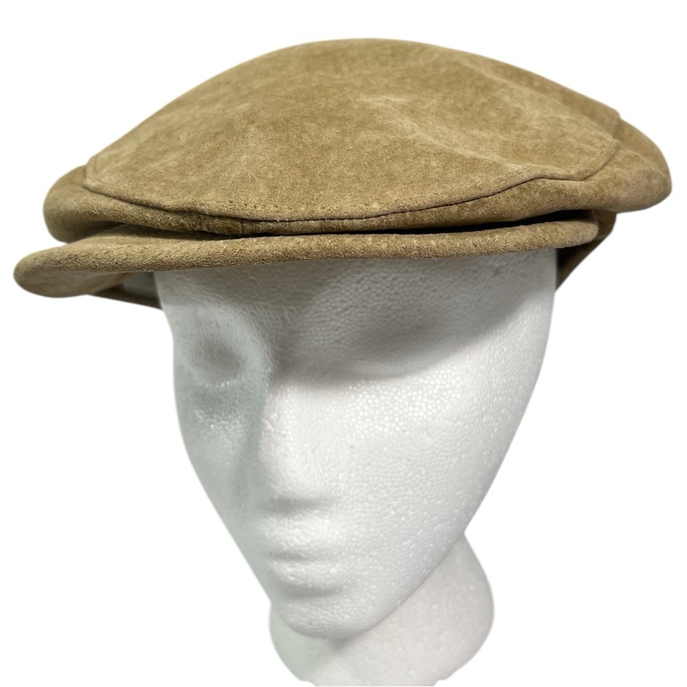 Vintage Suede Newsboy Scully Flat Cap - Adjustable, Tan